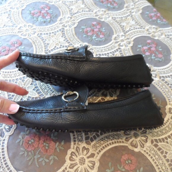 Gucci Black Horse Bit Detail Calf Leather Driving Loafers Size 37.5B - Picture 5 of 16